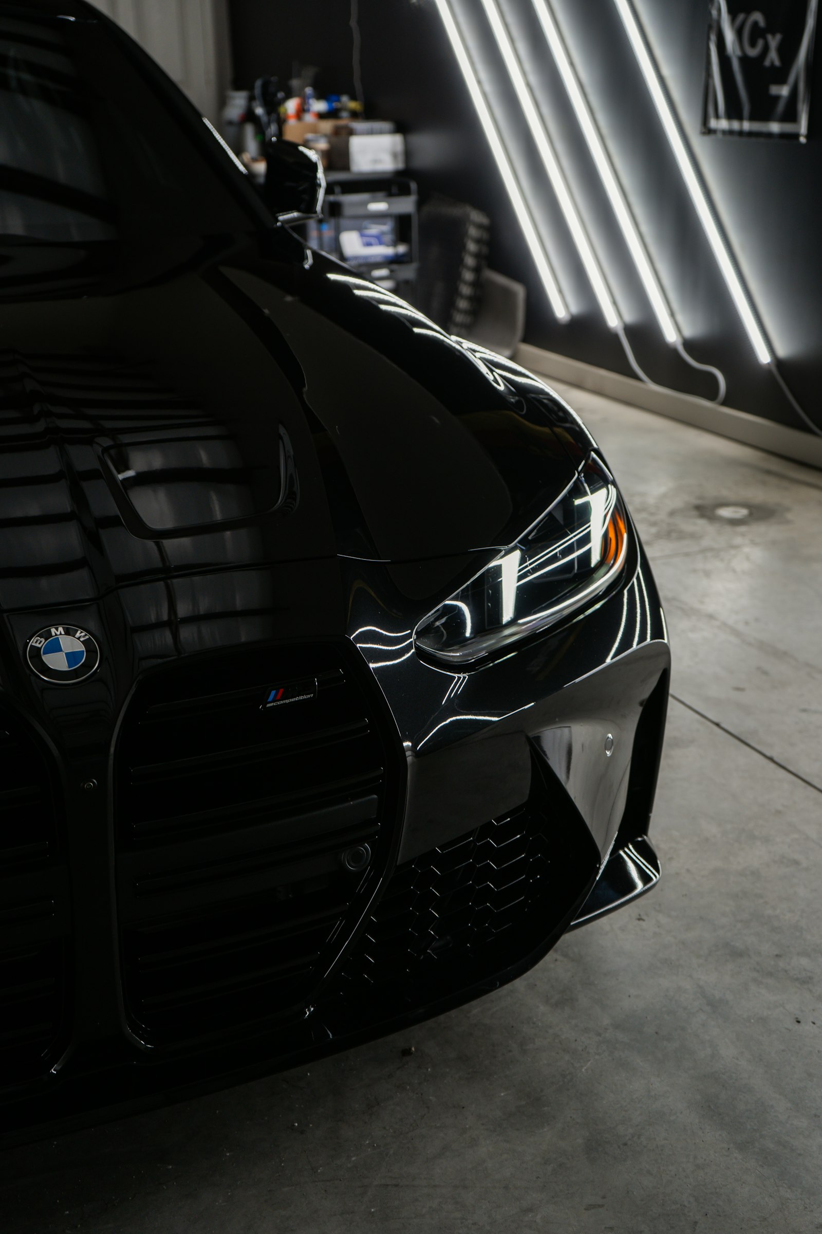Glossy freshly detailed car with a deep mirror finish