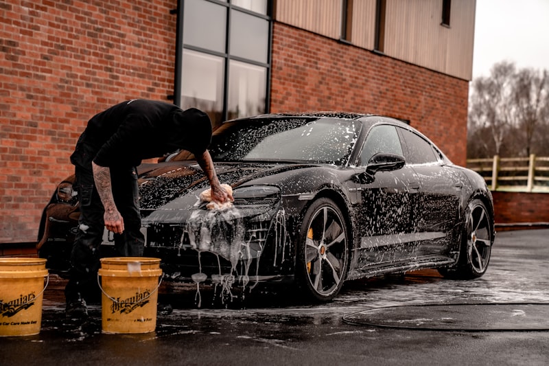 Exterior hand wash and foam on a car